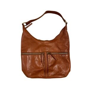American Leather Co Genuine Leather Hobo Shoulder Bag Purse Zip Front Pockets
